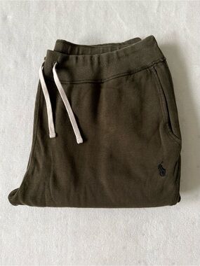 Polo Ralph Lauren Fleece Jogger Sweatpants Olive Green Drawstring